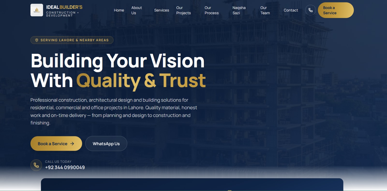 Real Ideal Builders website homepage